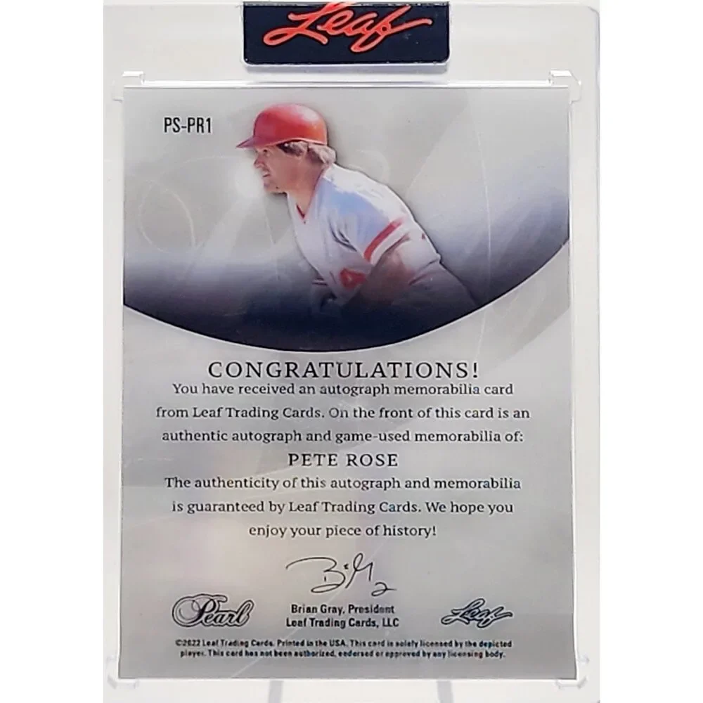 2022 Leaf Pearl Pete Rose Paragon Signatures Patch Auto 6/6 Dirt on Jersey Game